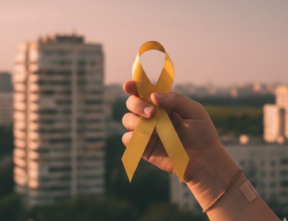 Золота стрічка на фоні сирен